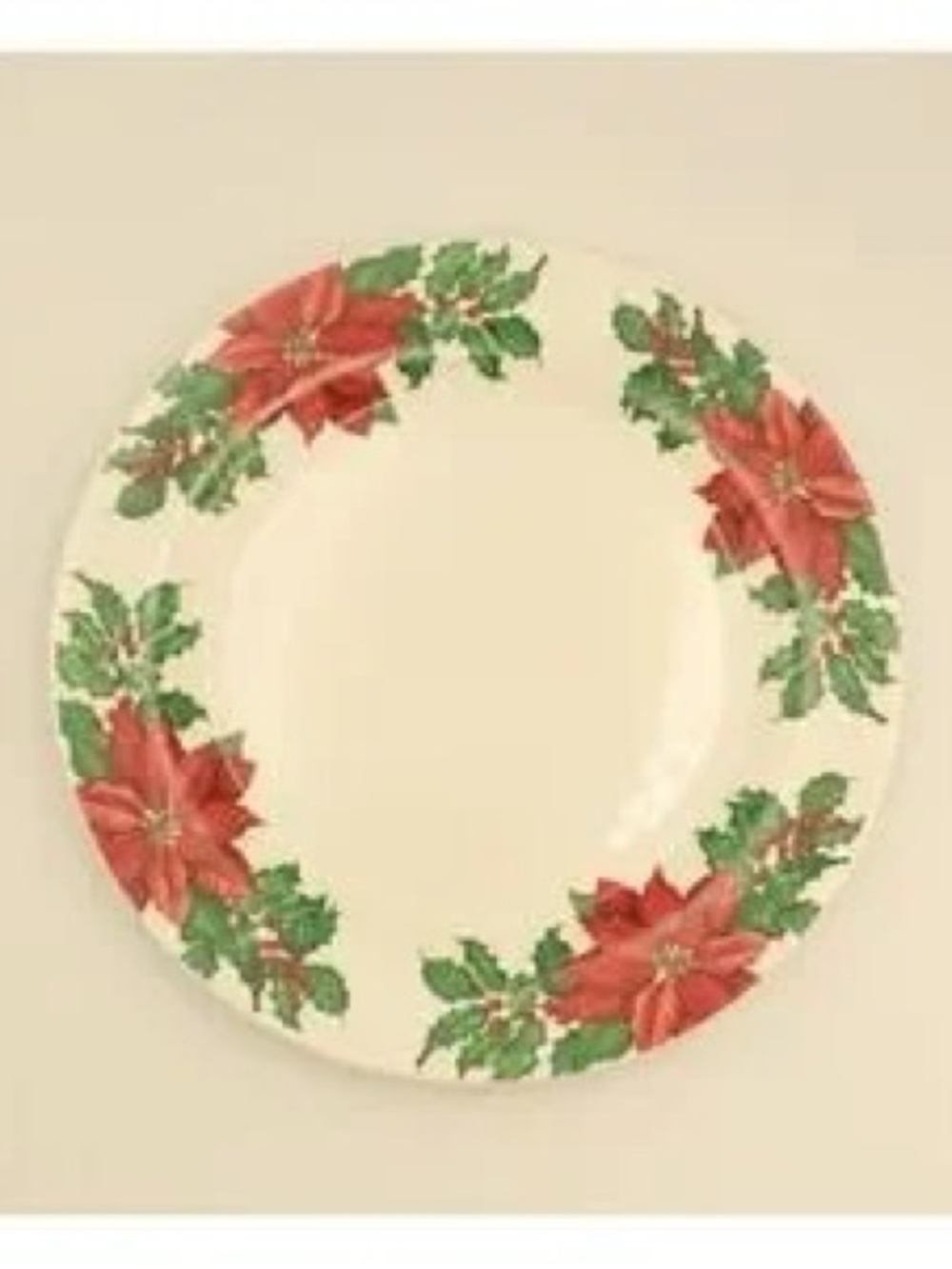 Festive Poinsettia Holiday Plate in Red and Green